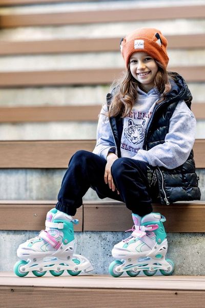 Rolki Regulowane RAVEN Lia Mint 34-37 Kółko LED zdjęcie 8