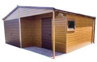 GARAŻ BLASZANY 6M X 6M POZIOM - DWUSPAD - BRAMA + DRZWI + OKNO GB288