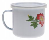 KUBEK EMALIOWANY Z Przykrywką Stalowy 14cm 1500ml 1,5L A1007