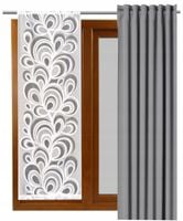 Panel ekran żakard firana nowoczesna PAWIE OCZKO biały szer. 60 wys. 120 cm