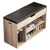 Szafka na buty drewniana z siedziskiem schowek 2 półki do pokoju vintage