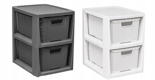 REGAŁ KOMODA STOJAK Z 2 KOSZAMI RATTAN BRANQ 1727A na Arena.pl