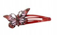Dziewczęca spinka czerwony motylek na zatrzask klik 6,5cm