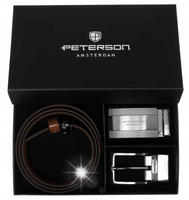 Peterson Pasek skórzany męski wymienny dwustronny zestaw BLACK-BROWN 115 cm