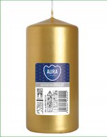 ZŁOTY METALIK Świeca walec BISPOL AURA ŚWIECZKA PARAFINOWA 10CM 20H 150G