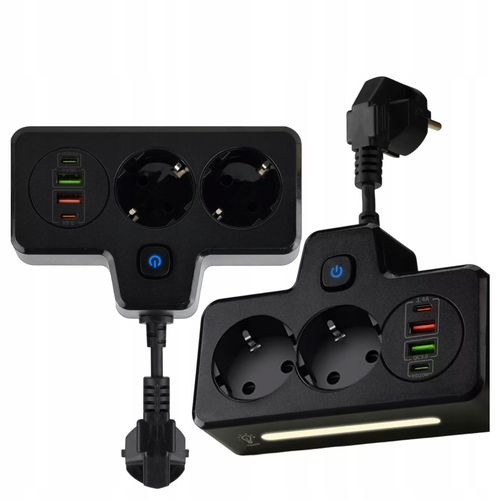 Rozgałęźnik Alogy Plug Extender 2xEU 2xUSB 2xUSB-C Czarny na Arena.pl