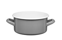 Rondel emaliowany polewany gładki garnek niski 16 cm 1,5 l szary biały