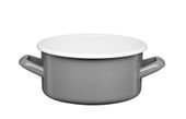 Rondel emaliowany polewany gładki garnek niski 16 cm 1,5 l szary biały