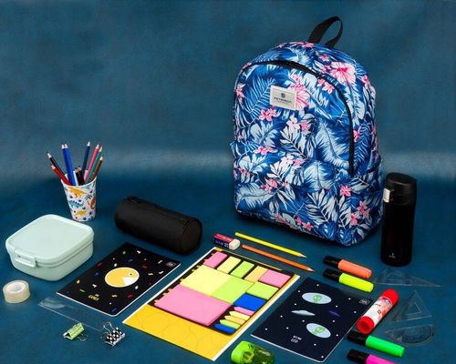 miejski plecak szkolny z wytrzymałego poliestru w roślinny wzór - peterson na Arena.pl