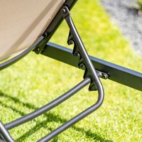 Leżak ogrodowy beżowy wygodny z aluminium rozkładany Leżanka na taras 60 cm