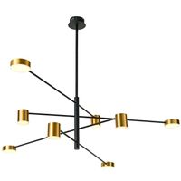 Sufitowa LAMPA modernistyczna REMDAL PND-16374-8-BK-GD-3K Italux metalowa OPRAWA molekuły LED 36W 3000K sticks czarne złote