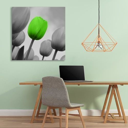 Deco Panel, Zielony tulipan 80x80 na Arena.pl