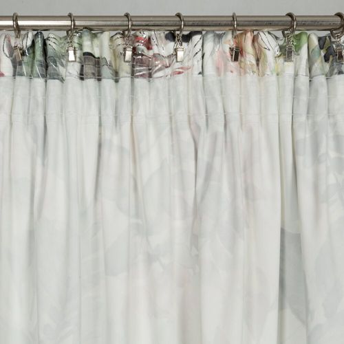 Zasłona gotowa na taśmie ARINA 140x270 biała srebrna motyw botaniczny na Arena.pl