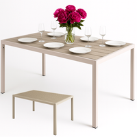 stół aluminiowy stolik ogrodowy na balkon taras do ogrodu beżowy drewniany