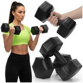 Ciężarki 2x5 kg hexagonalne do ćwiczeń fitness hantle zestaw 2 szt. czarne