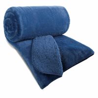 Futrzana narzuta NINA 170x210cm granat GRUBA DWUSTRONNA MIĘKKA BARANEK GLAM