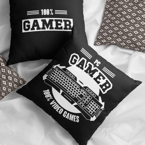 Poszewka bawełniana 40x40 Game czarna na Arena.pl