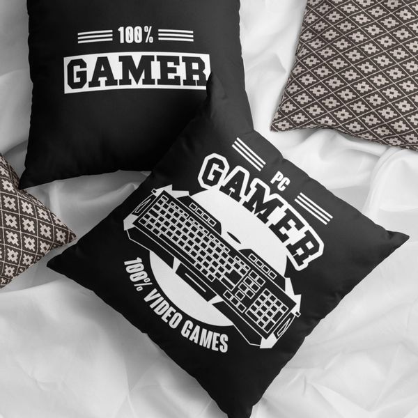 Poszewka bawełniana 40x40 Game czarna zdjęcie 4