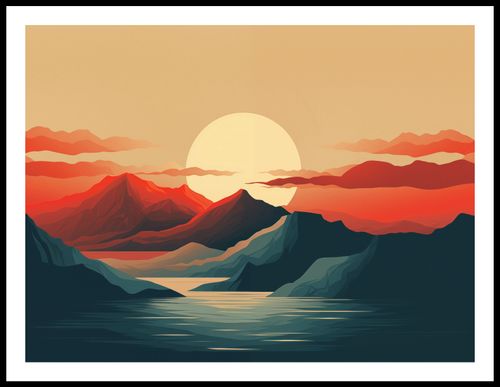 Plakat 80x60cm Zachód Słońca nad Górami na Arena.pl