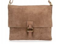VERA PELLE torebka damska zamszowa listonoszka duża z klapą V312 taupe