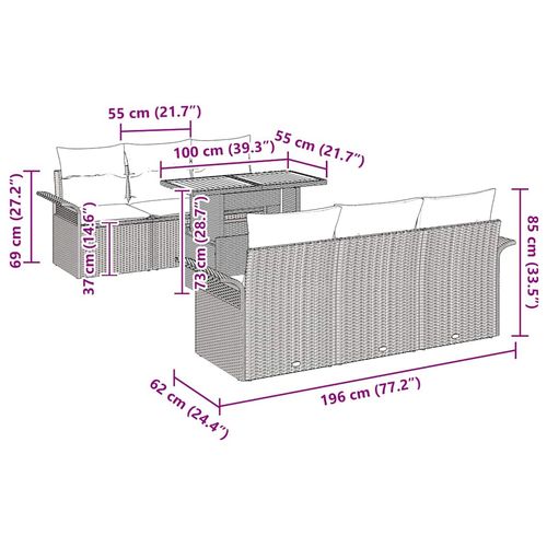 Zestaw Sof na Ogród z poduszką 7 pcs Czarny 100 x 55 x 73 cm na Arena.pl