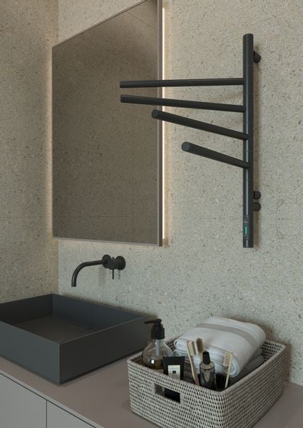 ELNA Grzejnik łazienkowy elektryczny Vertical 4 ruchome ramiona Czarny mat zdjęcie 1