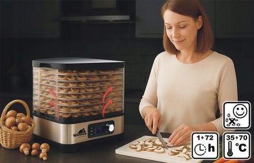 suszarka spożywcza do grzybów owoców warzyw ziół INOX 5 sit 450 W na Arena.pl