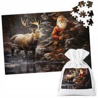 PUZZLE TRADYCYJNE - ŚWIĄTECZNE WZORY MIKOŁAJ RENIFER PREZENT - 120 el