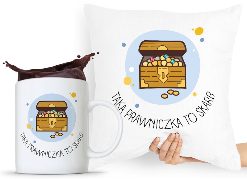 Zestaw Poduszka + Kubek Prezent Dla Prawnika Z Nadrukiem Ze Zdjęciem zdjęcie 1