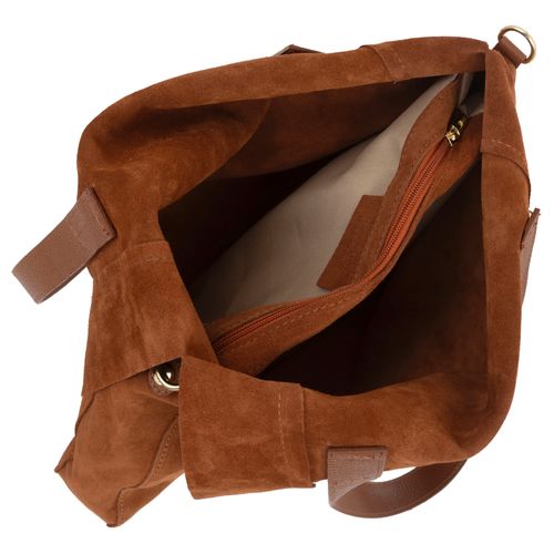 VERA PELLE torebka damska zamszowa shopper z paskiem na ramię V676 taupe na Arena.pl