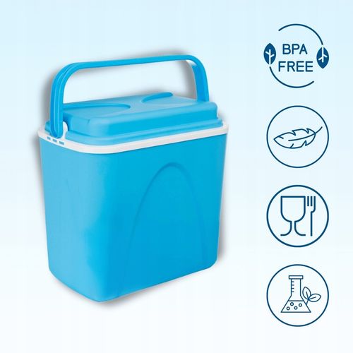 LODÓWKA TURYSTYCZNA 24L na WKŁADY MROŻĄCE niebieska do AUTA kampera PODRÓŻY na Arena.pl