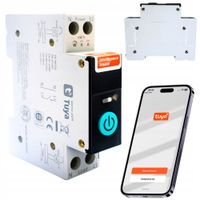 PRZEŁĄCZNIK NA SZYNĘ DIN WIFI TUYA SMART HOME DO SKRZYNKI PRĄD STEROWANIE