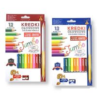 kredki ołówkowe jumbo trójkątne z temperówką 12kolorów + 2 gratis