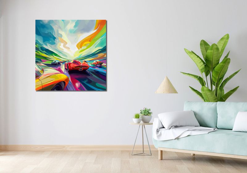 Obraz 90x90cm Wyścig Przy Barwach zdjęcie 2