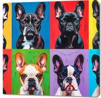 Obraz 90x90cm Buldogi Francuskie