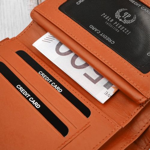 portfel damski skórzany pomarańczowy duży w orientacji poziomej na Arena.pl