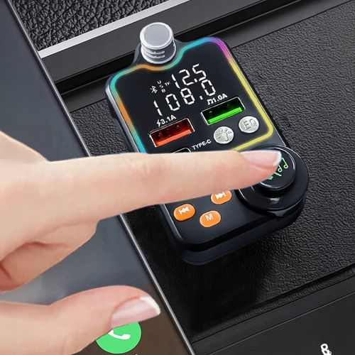 TRANSMITER BLUETOOTH SAMOCHODOWY BT 5.0 ŁADOWANIE QC 3x USB RGB AUDIO na Arena.pl