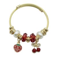 Bransoletka charms modułowa sztywna regulowana kolor złoty Truskawka 20