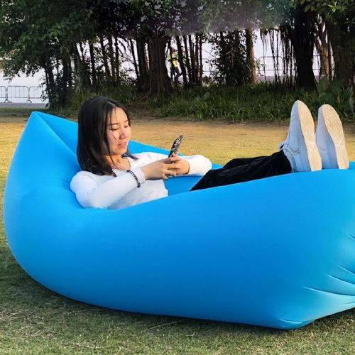 Lazy bag sofa nadmuchiwana rozkładana na plaże materac jasny niebieski na Arena.pl