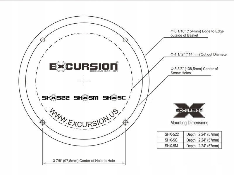 Głośniki Excursion 13cm 2 drożne 3 ohm 150W zdjęcie 2