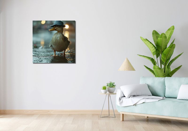 Obraz 70x70cm Kaczka w Kapeluszu zdjęcie 2