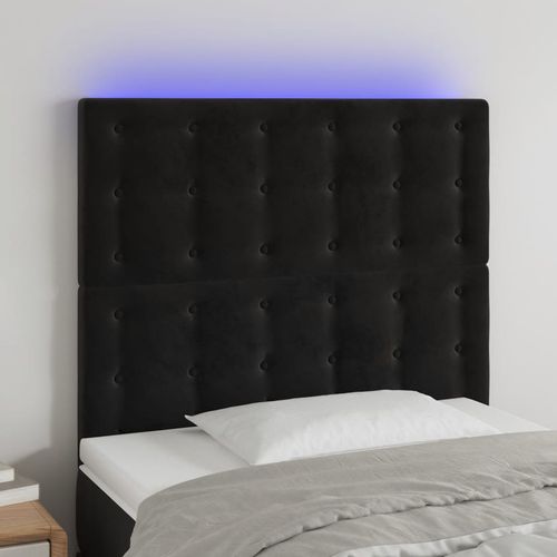 Zagłówek do łóżka z LED, czarny, 90x5x118/128 cm, aksamit na Arena.pl