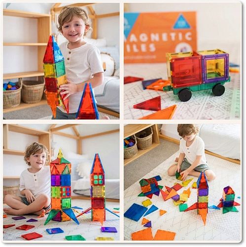 KLOCKI MAGNETYCZNE Duże Magnetic Tiles 3D Konstrukcyjne zestaw XXL 100 el na Arena.pl