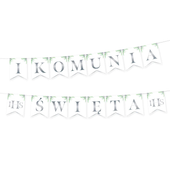 baner komunijny I Komunia Święta Eukaliptus srebrny 240cm 131855