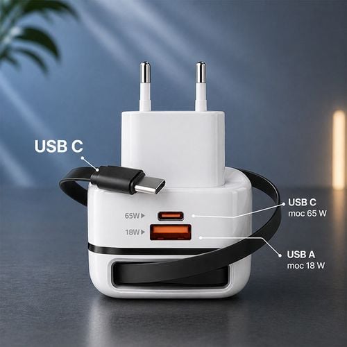 Qoltec Ładowarka GaN 65W USB-C PD/PPS na Arena.pl