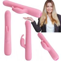 Królik Wibrator Z Masażerem Rotacyjny 18Cm 4Tryby