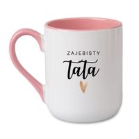 KUBEK "ZAJEBISTY TATA" Wzór - Elegant Coffee Różowy 330 ml