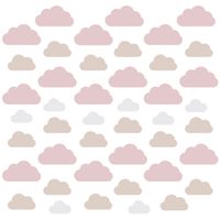Naklejki Dla Dzieci Różowe Beżowe Chmury Dla Dziewczynki Zestaw 60x30cm