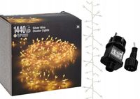 Lampki choinkowe 1440 LED biały ciepły 14,4 m cluster RYŻ SREBRNY DRUCIK