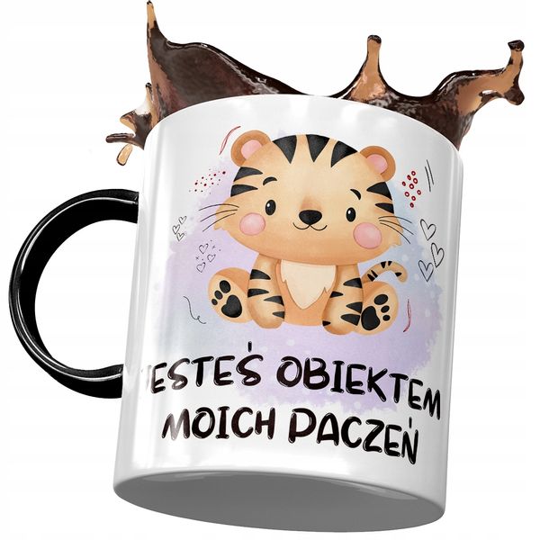 Kubek Czarny Z Tygryskiem Tygrysem Słodki Prezent Z Nadrukiem Ze Zdjęciem zdjęcie 1